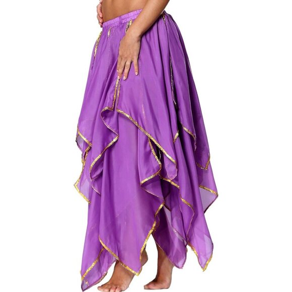Women's Chiffon 10 Panel Violet Skirt Costume Elegant Flowy Dance or Party Skirt - Picture 3 of 8